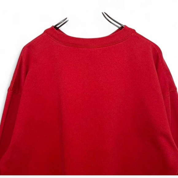 Bright Red Crewneck Sweater with Handprint Design - Picture 5 of 6